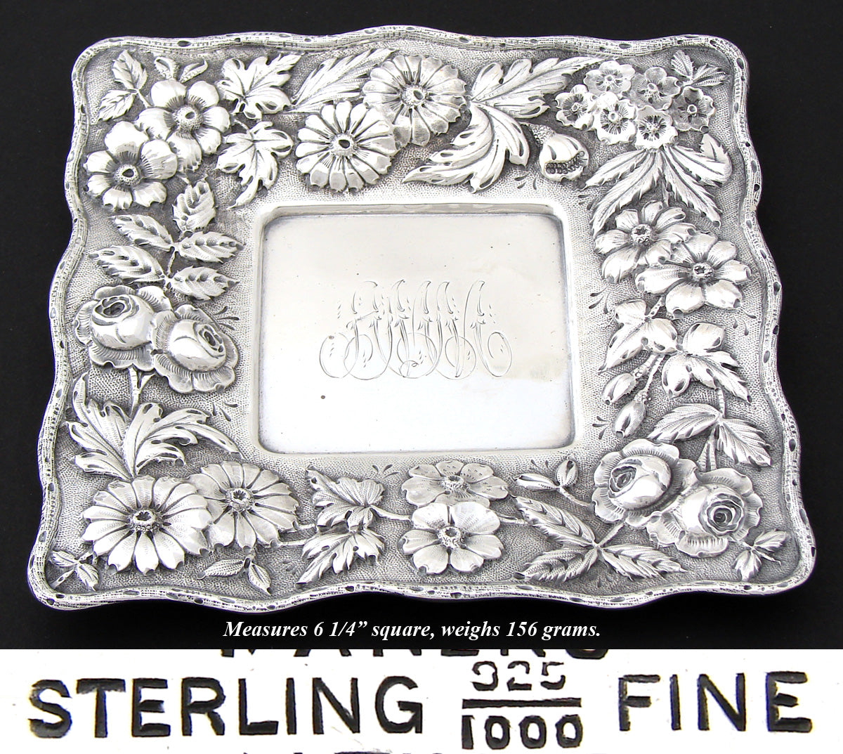 Antique Jenkins & Jenkins Sterling Silver 6.25" Tray, Coaster, Inkwell Antiques &