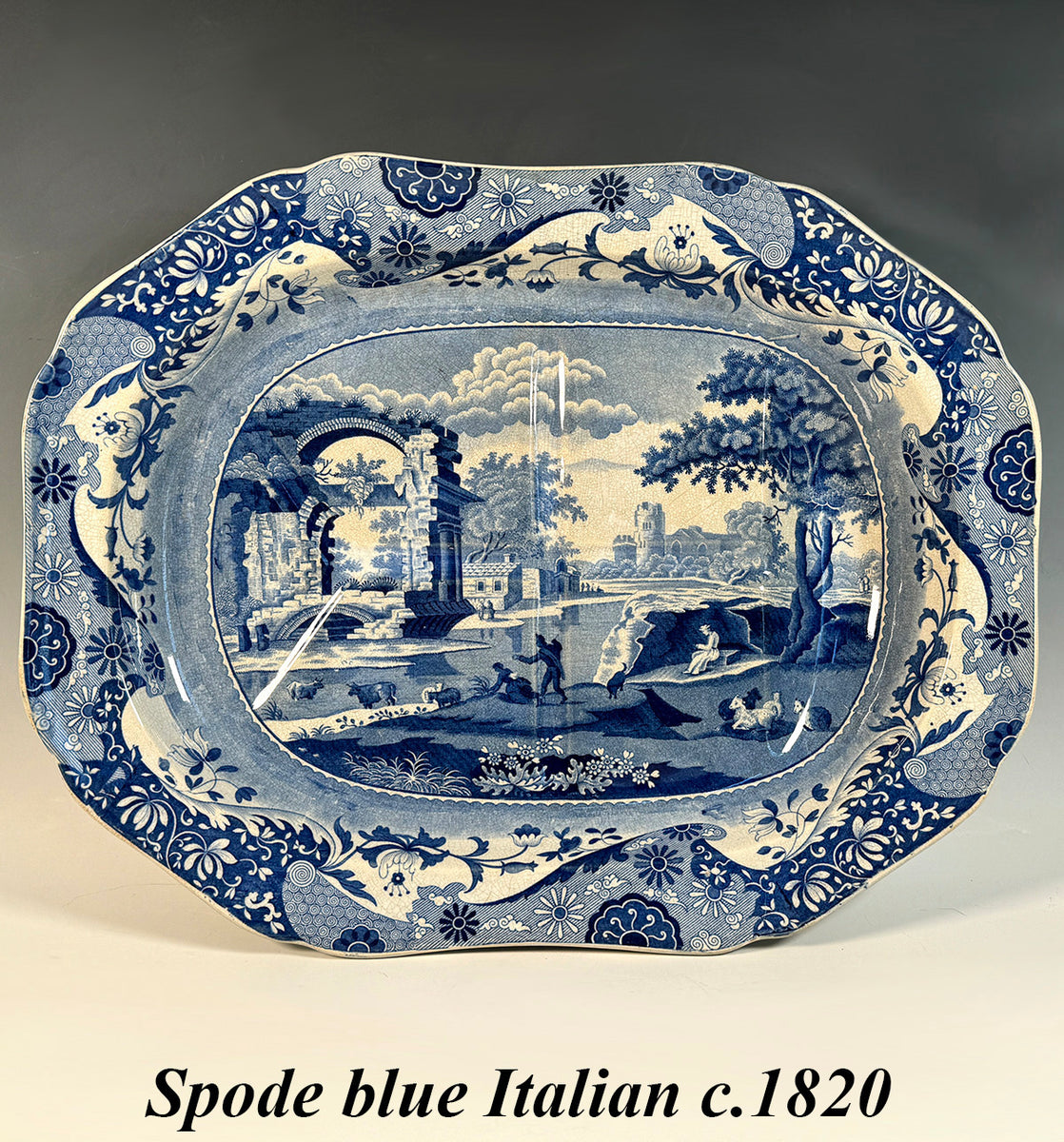 RARE Antique SPODE Blue Italian 18 5/8