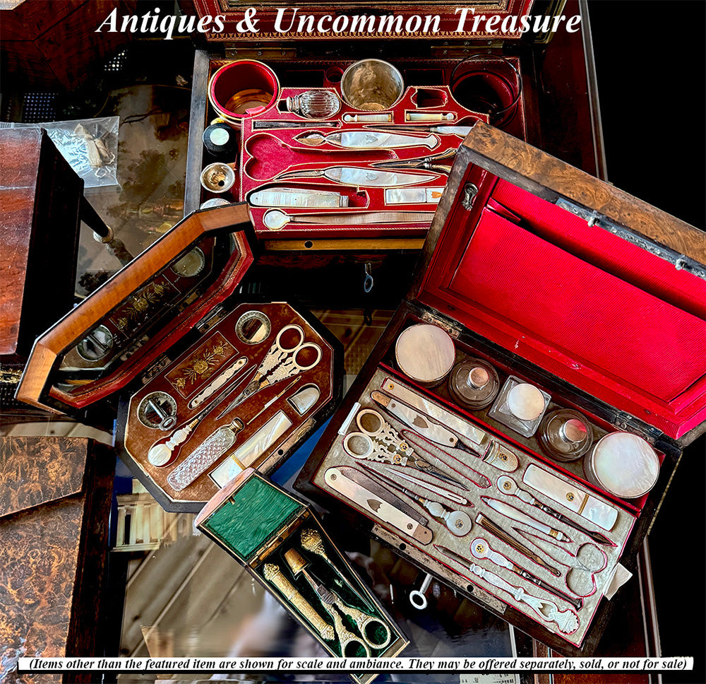 Antique French Napoléon III era (c.1850-70) Sewing Etui, Necessaire, Sterling & 18k Vermeil Tools