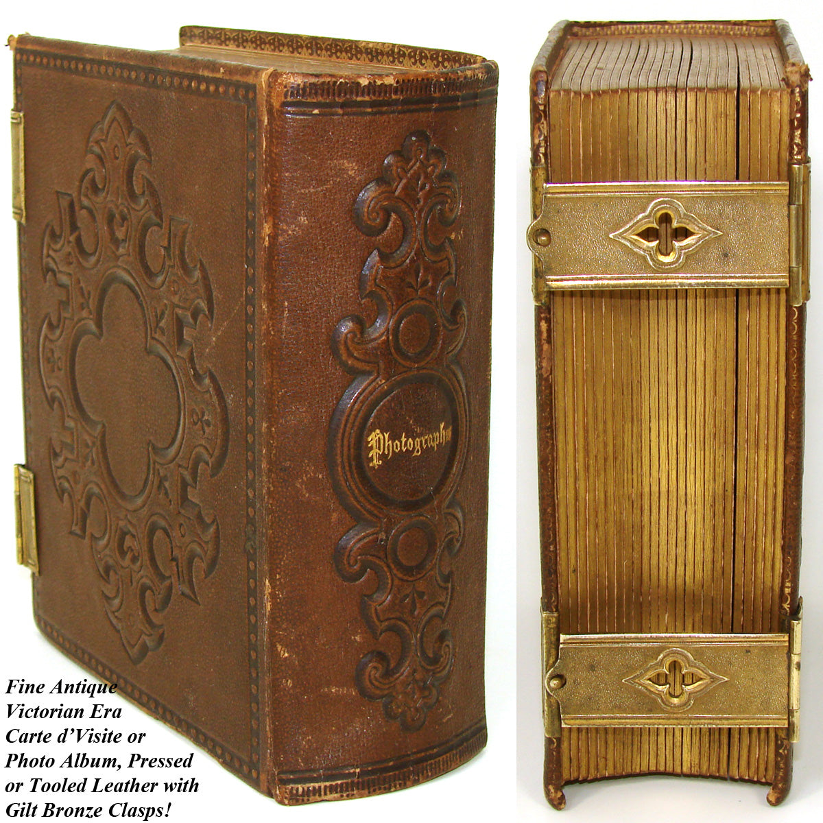 Antique Victorian Era Tooled Leather Carte d'Visite or Photo Album