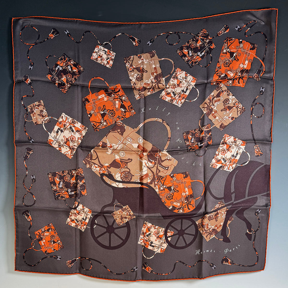 Vintage Hermés Silk Scarf, 70cm Kelly en Calèche