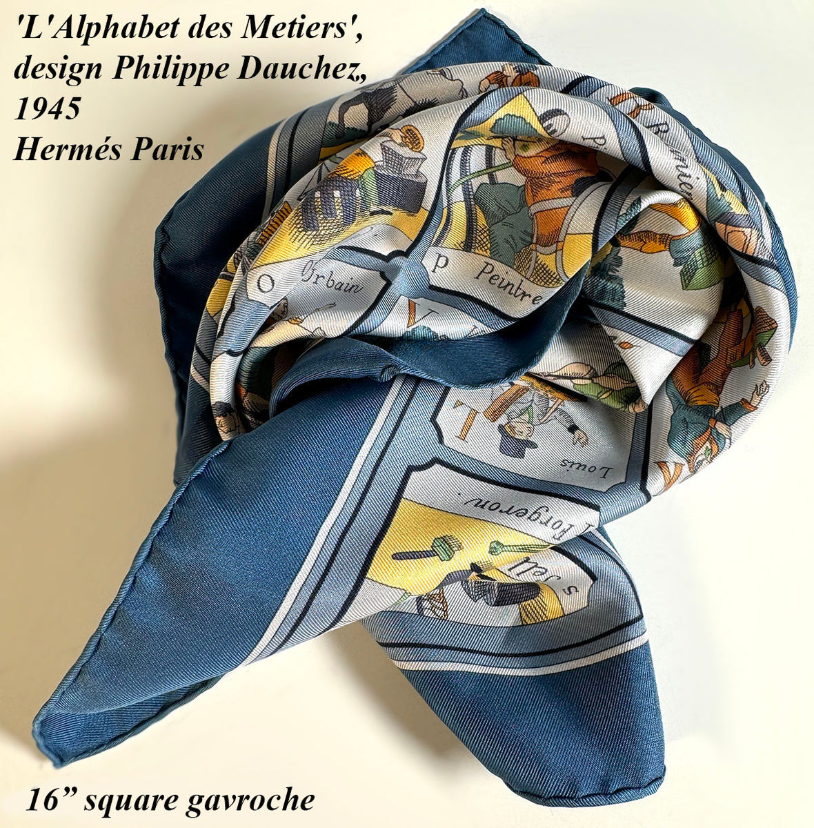 RARE Vintage Hermés 41cm Silk Scarf, Gavroche, 16