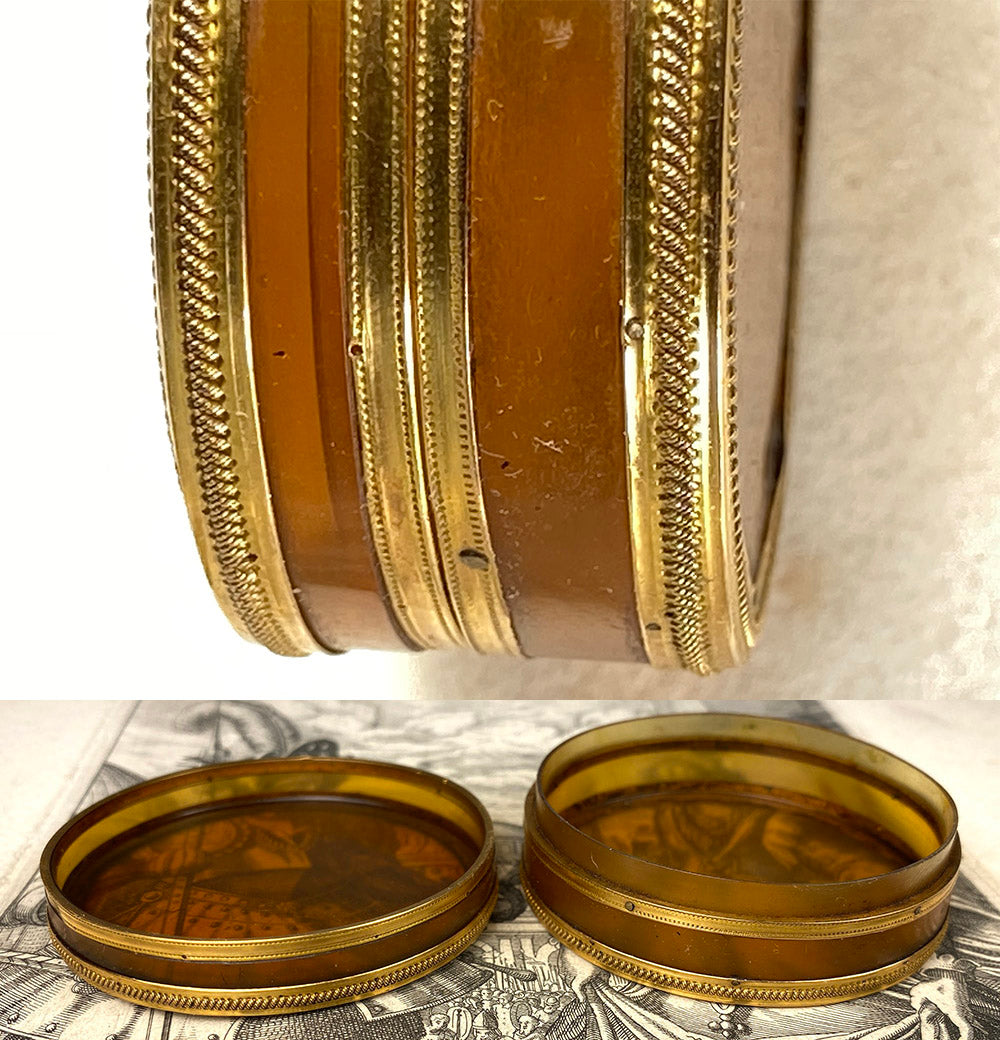 Rare Antique 18th Century French Snuff or Patch Box, 18k Gold and Blond Horn, Excellent!