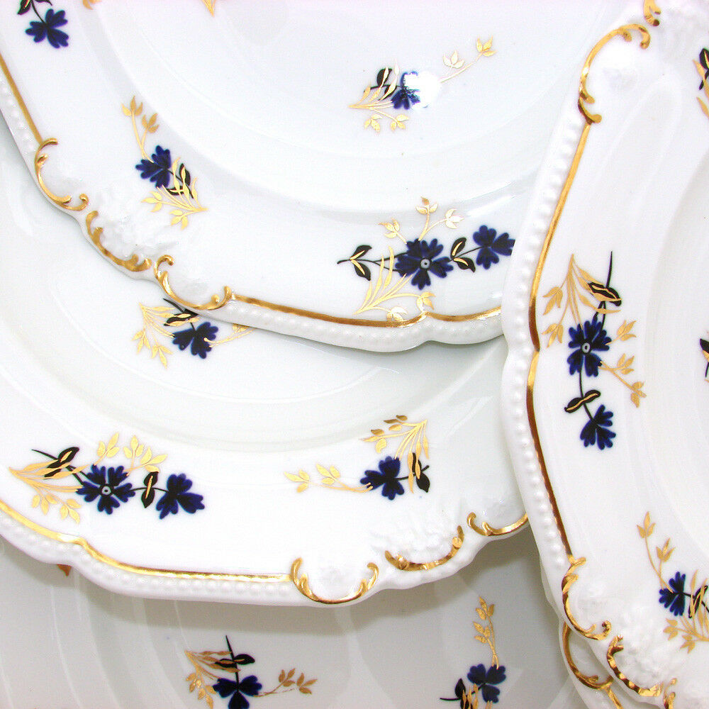 Antique Royal Crown Derby 10.5" Plate Set, 14pc with 2pc Serving Dishes, c. 1899