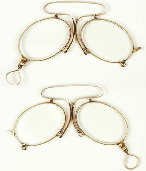 Antique 18k Gold, French Pince Nez Spectacles in Fine Condition, Hallmarks, Case