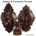 Antique Black Forest Carved 27.5" Wall Plaque, Large "Fruits of the Hunt" Hare or Rabbit Figure