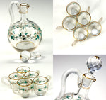 Fine Antique French Baccarat Liqueur Service, Decanter, Cups, Tray - Dore Bronze