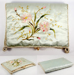 Antique French Silk on Silk Embroidery Packing Pouch for Lingerie, c. 1900-1920, VGC