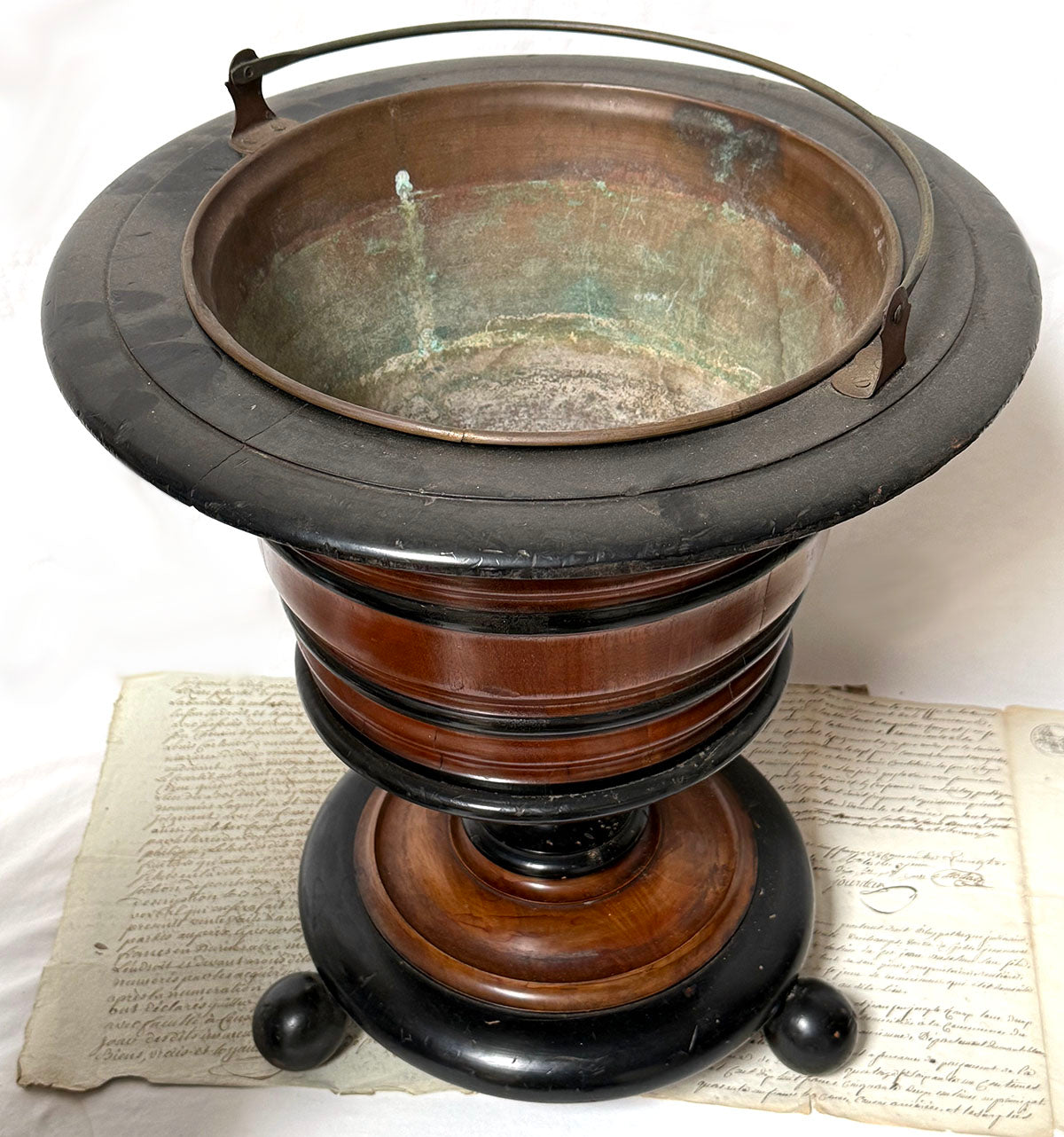 Antique Victorian Era Turned Wood "Dutch Teapot Stove", Or Jardiniere or Wine Cooler