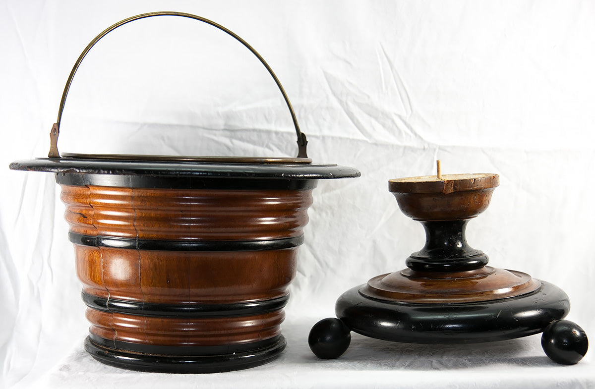 Antique Victorian Era Turned Wood "Dutch Teapot Stove", Or Jardiniere or Wine Cooler