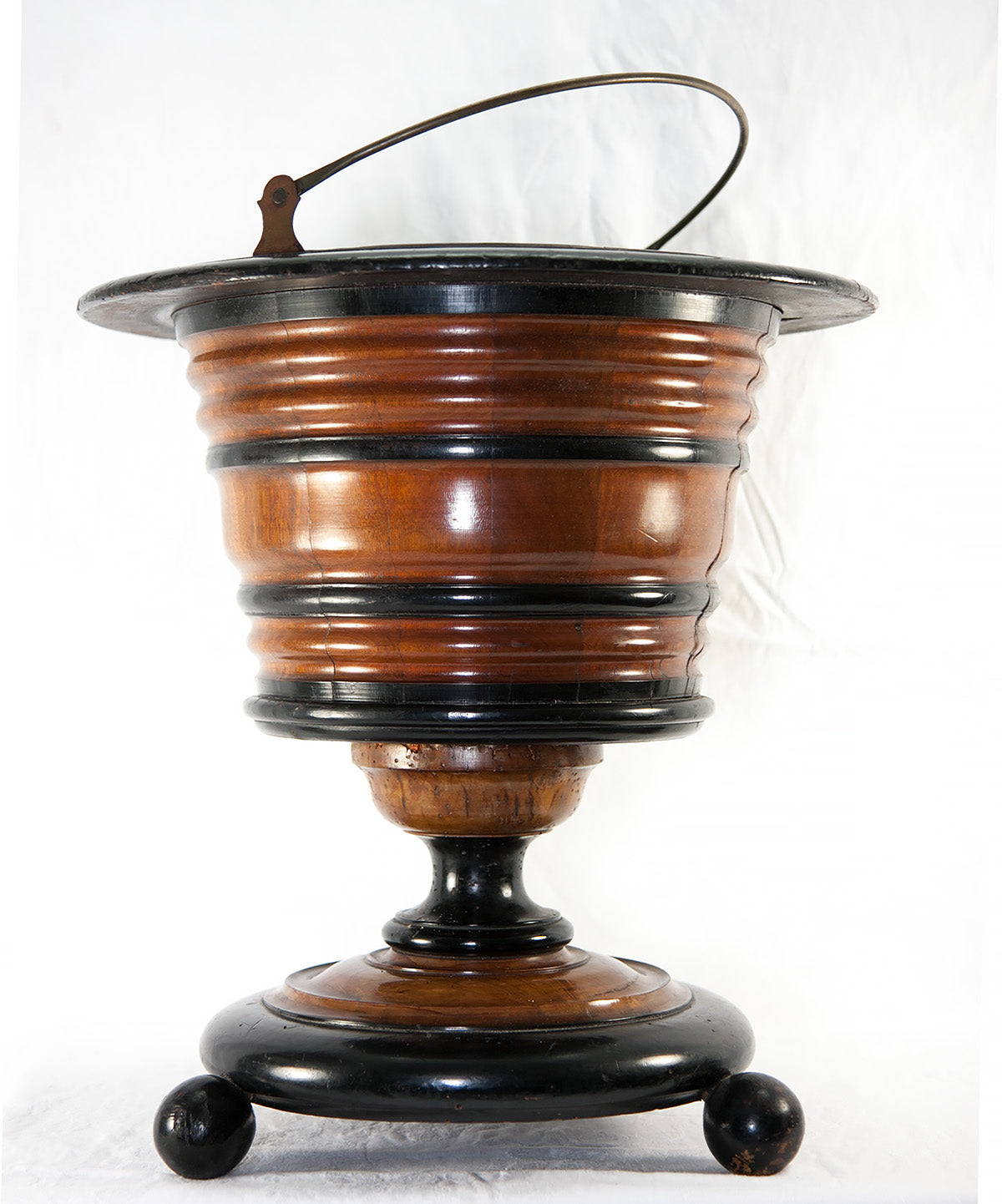 Antique Victorian Era Turned Wood "Dutch Teapot Stove", Or Jardiniere or Wine Cooler