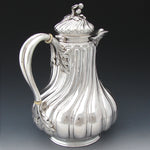 Antique French Sterling Silver 52oz Coffee or Tea Pot, Teapot, Rococo Spiral Fluted Body