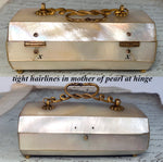RARE 18th Century French Palais Royal Mother of Pearl Jewelry Box, Sewing Etui 18k Gold Hardware