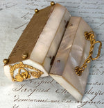 RARE 18th Century French Palais Royal Mother of Pearl Jewelry Box, Sewing Etui 18k Gold Hardware
