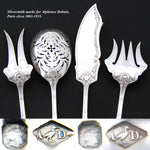 Antique French Sterling Silver 4pc Hors d'Oeuvre Serving Set, Acanthus Accenting, Orig. Box