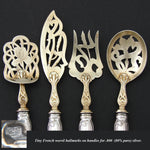 Antique French .800 (nearly sterling) Silver 4pc Condiment or Hors d'Oeuvre Service Set, Art Nouveau Floral