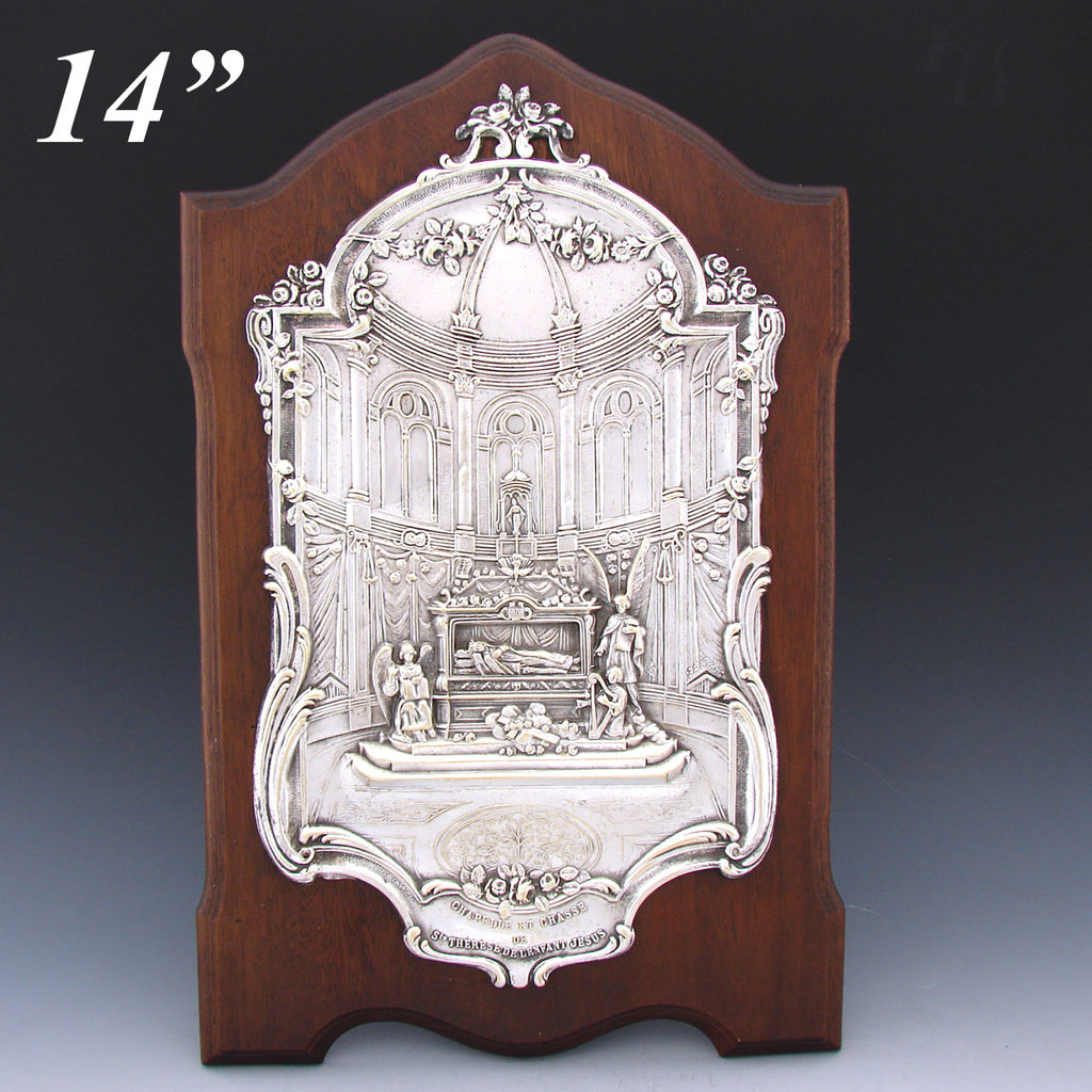 Antique to Vint. French 13.75" Figural Plaque, Basilica Shrine of St. Therese of Lisieux