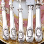 Antique French Sterling Silver 5pc Meat & Salad Serving Utensil, Implement Set, Orig. Box