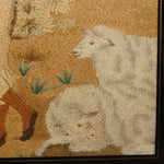 PAIR: Antique 1700 to Early 1800s English Silk Work Embroidery Tapestry, Sampler in Frames, Lamb or Sheep