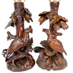 Pair of Antique Victorian Black Forest 22" Table Lamps from Carved Epergne or Candle Stands