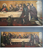 Superb Antique French Oil Painting of The Last Supper, Painted on Board 35.75" x 14.75"