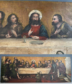 Superb Antique French Oil Painting of The Last Supper, Painted on Board 35.75" x 14.75"