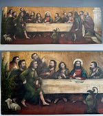 Superb Antique French Oil Painting of The Last Supper, Painted on Board 35.75" x 14.75"