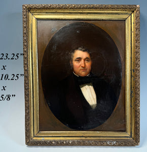 Antique Artist Signed "Kindermann" Portrait Miniature in Oil on Copper Plate, Framed, Dated 1854