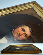 Antique Artist Signed "Kindermann" Portrait Miniature in Oil on Copper Plate, Framed, Dated 1854