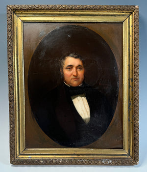 Antique Artist Signed "Kindermann" Portrait Miniature in Oil on Copper Plate, Framed, Dated 1854