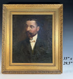 Antique French Oil Painting in Fine 35" x 29.5" Frame, Portrait of a Gentleman from Napoleon III Era