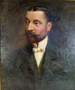 Antique French Oil Painting in Fine 35" x 29.5" Frame, Portrait of a Gentleman from Napoleon III Era