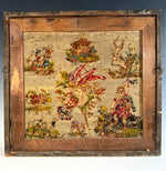 Antique Victorian to Edwardian Era Embroidery Sampler of a Child, Animals, in Frame 21.5" x 20"