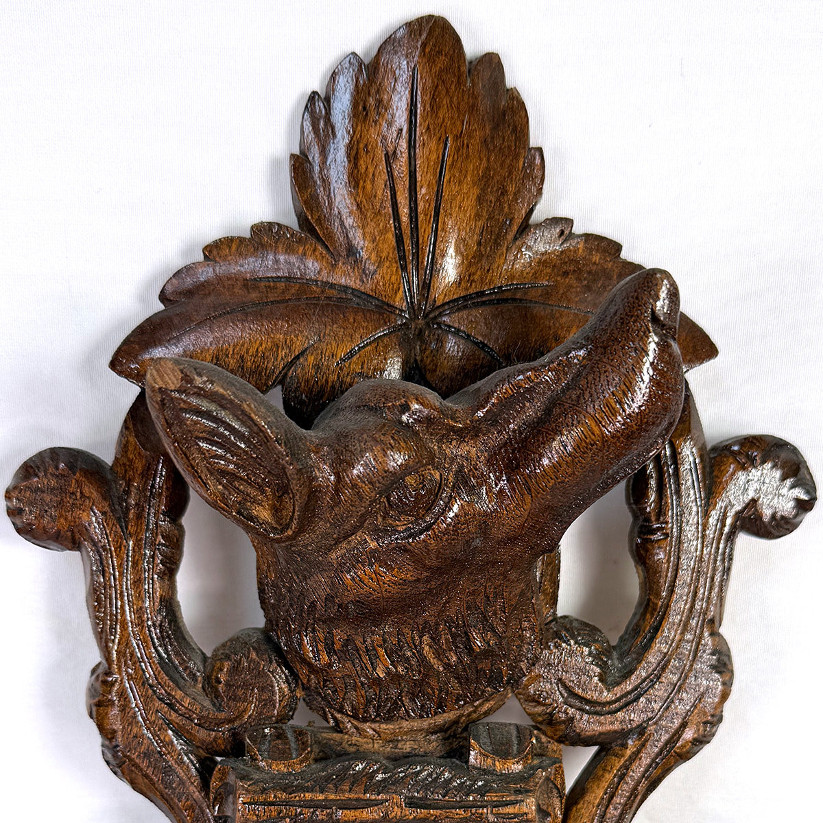 Antique Victorian Era Black Forest Style 27" Wall Barometer & Thermometer, "Fruits of the Hunt" Theme