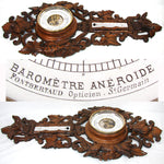 Antique Victorian Era Black Forest Style 27" Wall Barometer & Thermometer, "Fruits of the Hunt" Theme