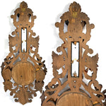 Antique Victorian Era Black Forest Style 27" Wall Barometer & Thermometer, "Fruits of the Hunt" Theme