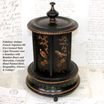 Antique French Mechanical Carousel Style Cigar Caddy or Presenter, Bird & DragonFly