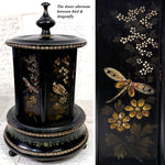 Antique French Mechanical Carousel Style Cigar Caddy or Presenter, Bird & DragonFly