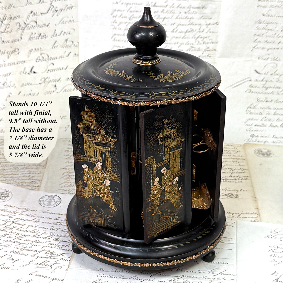 Antique Napoleon III Mechanical Carousel Style Cigar Caddy or Presenter, Chinoiserie