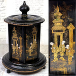 Antique Napoleon III Mechanical Carousel Style Cigar Caddy or Presenter, Chinoiserie