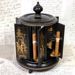 Antique Napoleon III Mechanical Carousel Style Cigar Caddy or Presenter, Chinoiserie