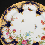 Antique T. Good & Co. Copelands China 9" Plate Pair, Raised Gold Enamel & Cobalt