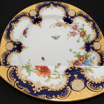 Antique T. Good & Co. Copelands China 9" Plate Pair, Raised Gold Enamel & Cobalt