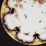 Antique T. Good & Co. Copelands China 9" Plate Pair, Raised Gold Enamel & Cobalt