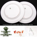 Antique T. Good & Co. Copelands China 9" Plate Pair, Raised Gold Enamel & Cobalt