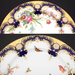Antique T. Good & Co. Copelands China 9" Plate Pair, Raised Gold Enamel & Cobalt