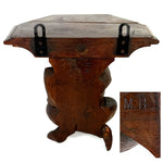 Antique French Victorian Carved 11" Wall or Bracket Shelf, Hooded Jester Figure