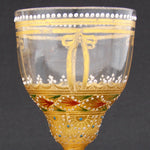 Gorgeous 3pc Antique Bohemian Enameled Glass Goblet Set, Gold & Raised Enamel