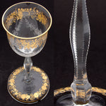 Antique Moser? Bohemian 6 3/4" Goblet, Intaglio Engraved with Gold Enamel
