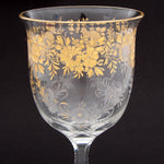 Antique Moser? Bohemian 6 3/4" Goblet, Intaglio Engraved with Gold Enamel